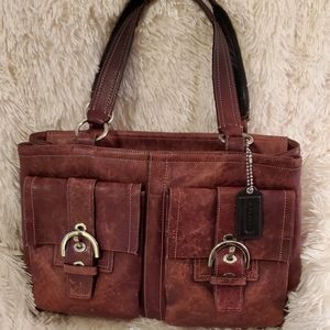 Coach burgundy leather handbag